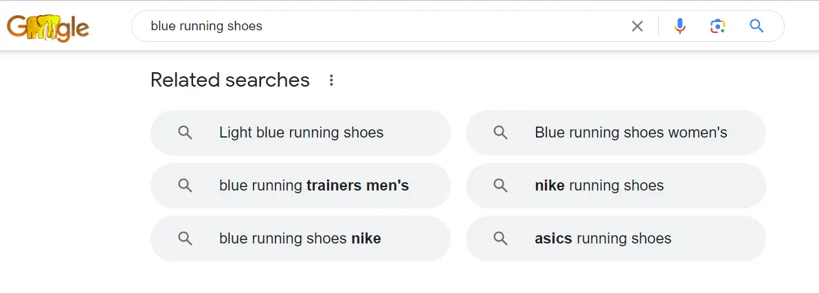 screen shot related searches on google