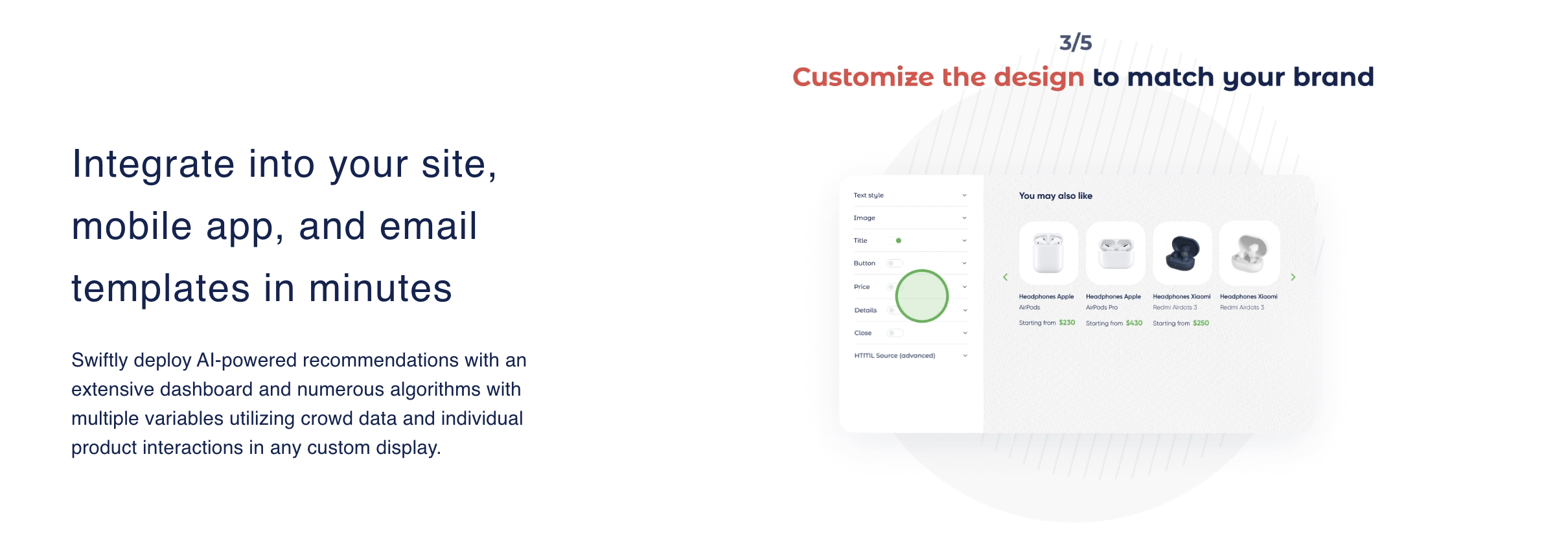 Personyze recommendation customization