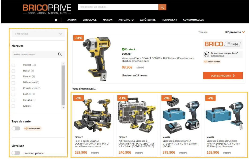 Layout change using a product recommendation engine 